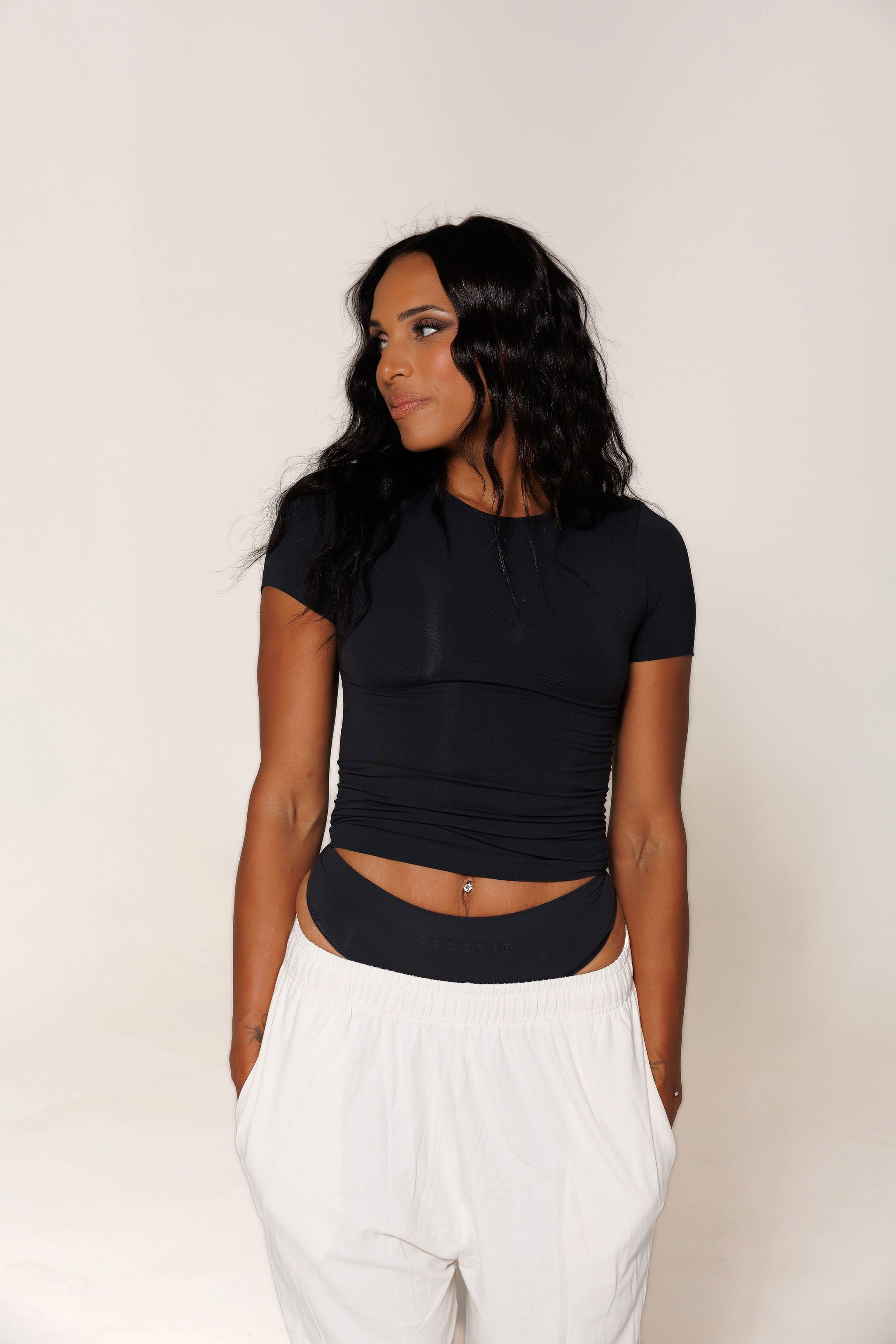 SOFT ERA LUXE TEE & MID RISE PANTIE SET: BLACK