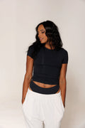 SOFT ERA LUXE TEE & MID RISE PANTIE SET: BLACK