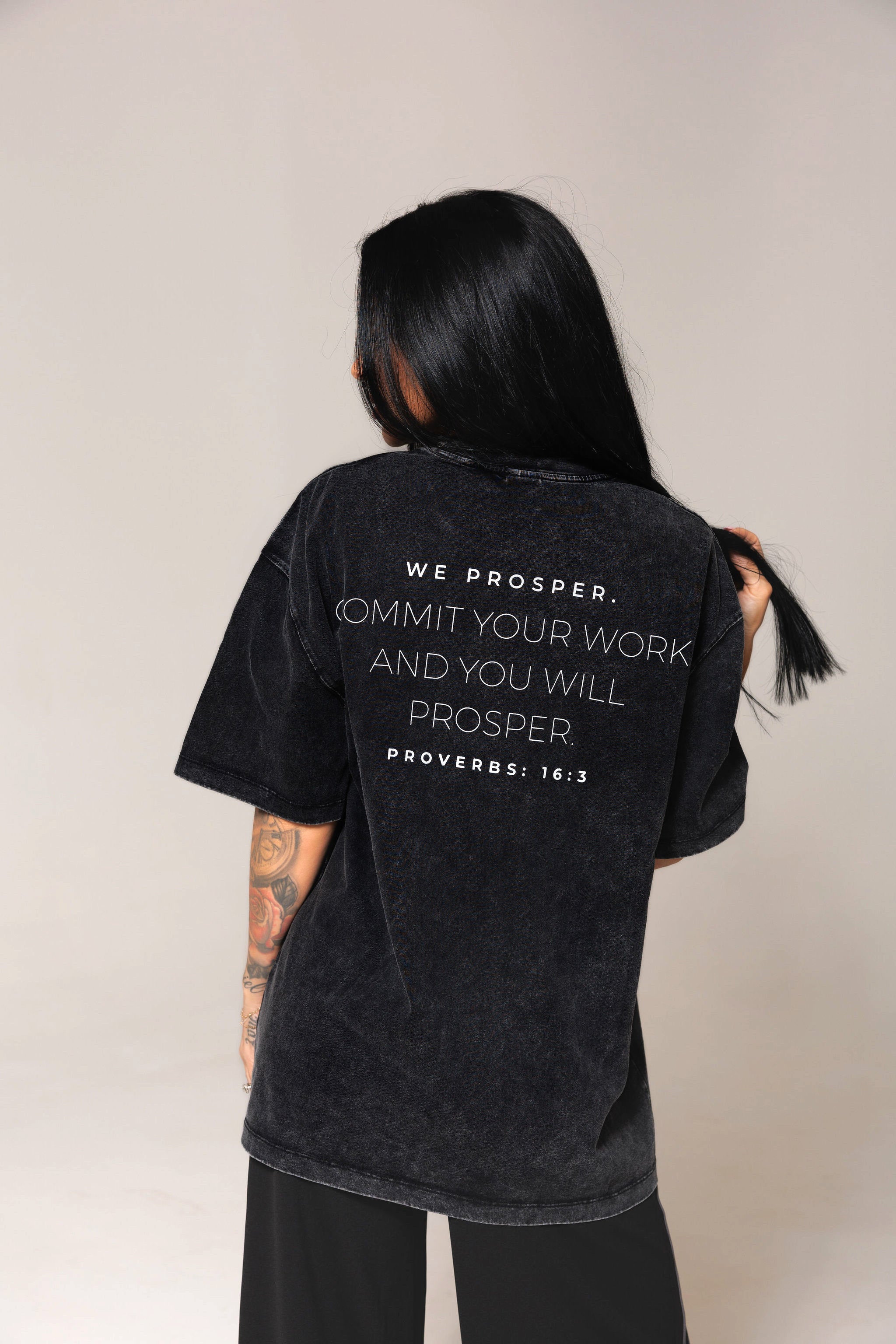WE PROSPER TEE | PROVERBS: WASHED BLACK